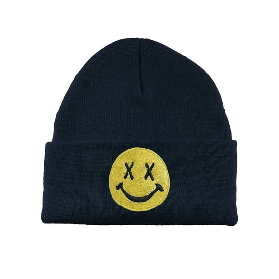 Gravity Threads Smile Face Beanie - Cross Eye - Navy