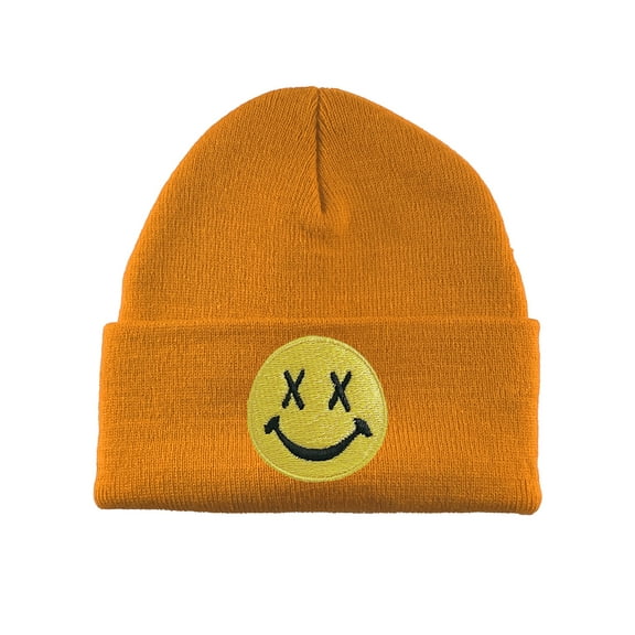 Gravity Threads Smile Face Beanie, Cross Eye - Orange