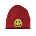 thumbnail image 1 of Gravity Threads Smile Face Beanie - Cross Eye - Red, 1 of 3