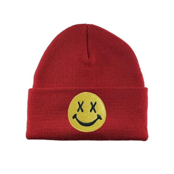 Gravity Threads Smile Face Beanie - Cross Eye - Red