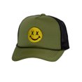 thumbnail image 1 of Gravity Threads Smile Face Embroidery Adjustable Trucker Hat - Cross Eye - Olive/Black, 1 of 4