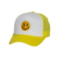 thumbnail image 1 of Gravity Threads Smile Face Embroidery Adjustable Trucker Hat - Cross Eye - White/Yellow, 1 of 4