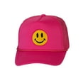 thumbnail image 1 of Gravity Threads Smile Face Embroidery Adjustable Trucker Hat - Smile - Hot Pink, 1 of 4
