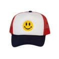 thumbnail image 1 of Gravity Threads Smile Face Embroidery Trucker Hat, Smile White/Red/Navy, 1 of 4
