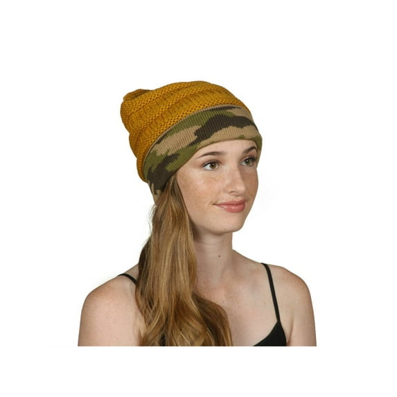 Gravity Threads Soft Camouflage Cuff Beanie, Mustard