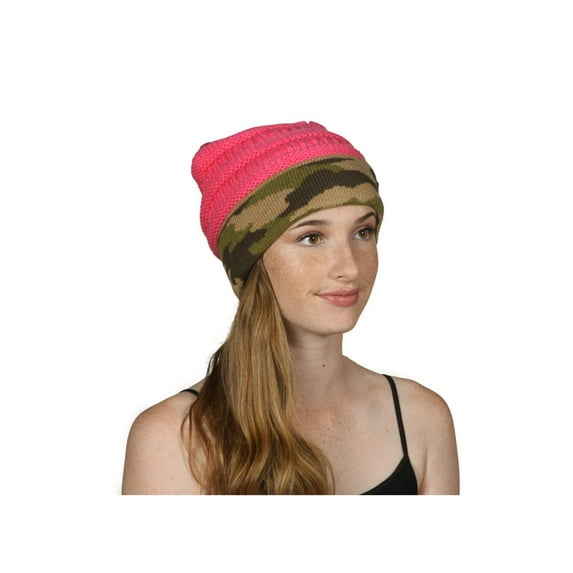 Gravity Threads Soft Camouflage Cuff Beanie, New Candy Pink