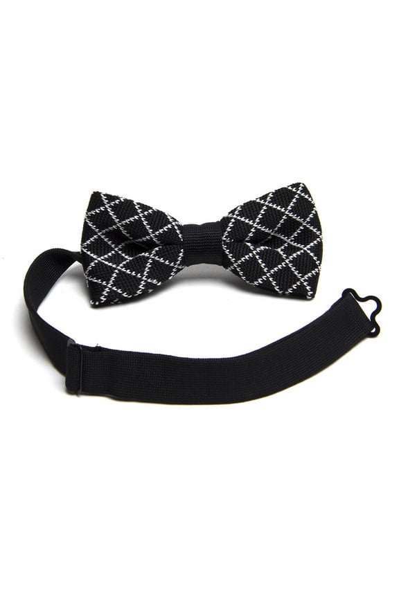 Sophisticated Fashion Knit Bow Ties, Black White Argyle