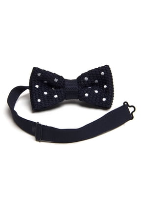 Sophisticated Fashion Knit Bow Ties, Dotted Navy