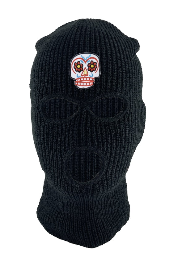 Sugar Skull 3-Hole Ski Mask - Black
