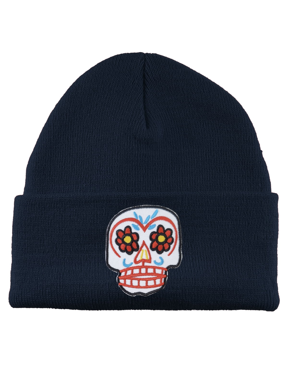 Gravity Threads Sugar Skull Patch Cuffed Beanie Navy
