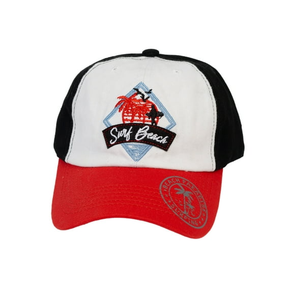 Gravity Threads Surf Beach Low Profile Adjustable Hat, Black/Red