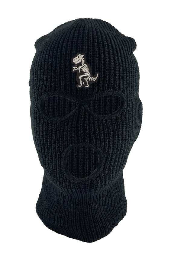 T-Rex Skeleton 3-Hole Ski Mask - Black