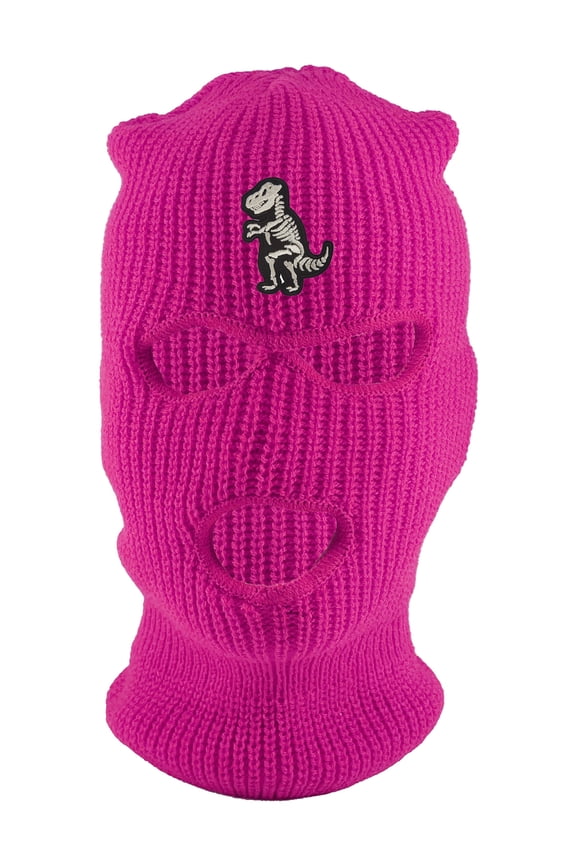 T-Rex Skeleton 3-Hole Ski Mask - Hot Pink