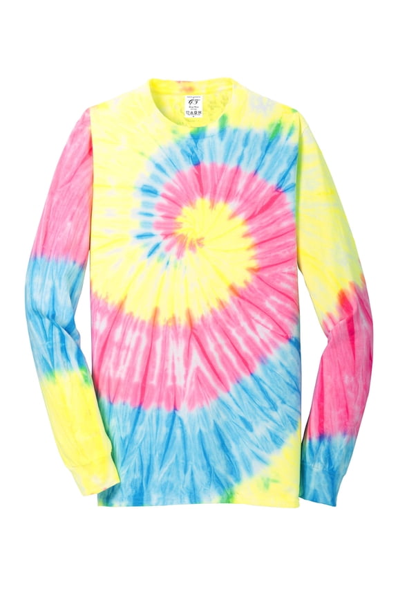 Tie-Dye Long-Sleeve Shirt - Neon Rainbow - Small