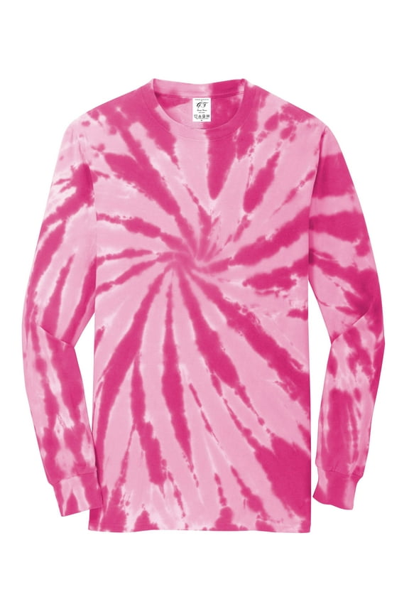 Tie-Dye Long-Sleeve Shirt - Pink - Large