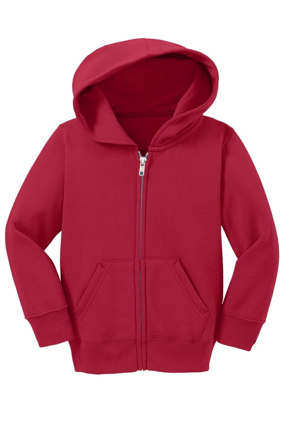 Toddler Fleece Zip-Up Hoodie Sweater - Red - 3T