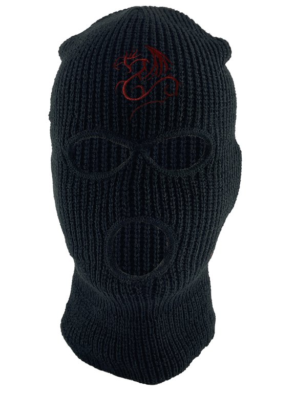 Tribal Dragon 3-Hole Ski Mask - Black