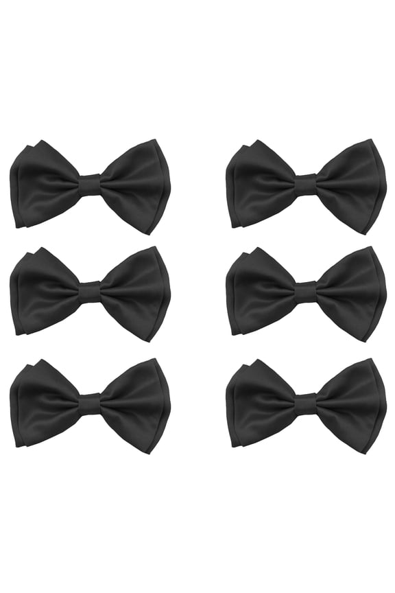Tuxedo Solid Color Bow Tie - 6 Pack - Black