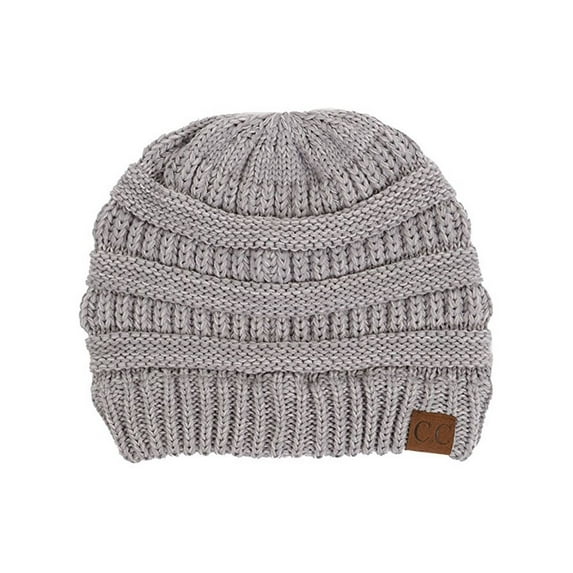 Gravity Threads Two Tone Chunky Soft Marled Knit Soft Beanie, Grey