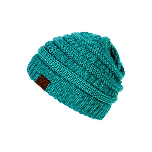 Gravity Threads Two Tone Chunky Soft Marled Knit Soft Beanie, Turquoise