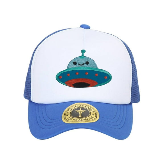 Gravity Threads UFO Smile Face Patch Trucker Hat - Royal/White