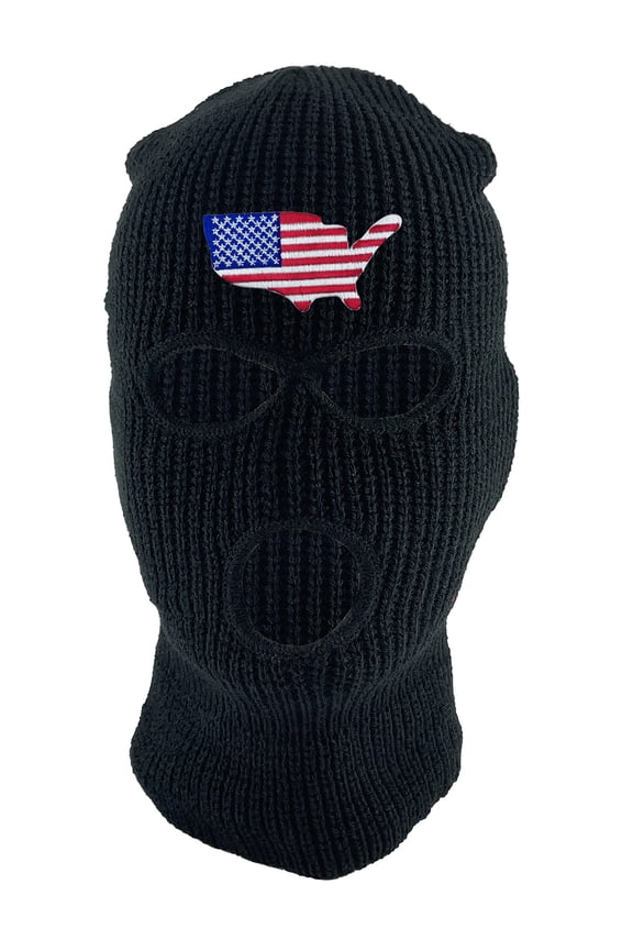 USA Country 3-Hole Ski Mask - Black