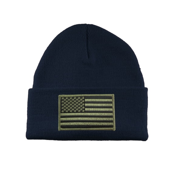 Gravity Threads USA Olive Flag Patch Cuffed Beanie - Navy