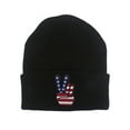 thumbnail image 1 of Gravity Threads USA Peace V Patch Cuffed Beanie - Black, 1 of 3