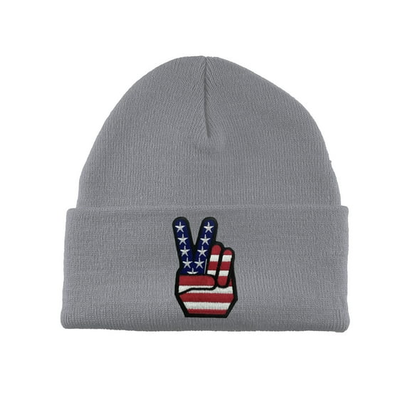 Gravity Threads USA Peace V Patch Cuffed Beanie - Heather Grey