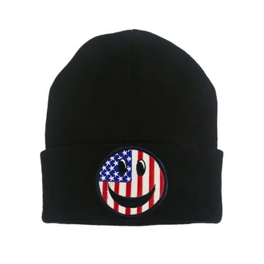 Gravity Threads USA Smile Face Patch Cuffed Beanie - Black