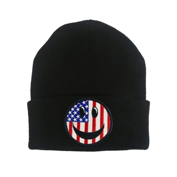 Gravity Threads USA Smile Face Patch Cuffed Beanie - Black