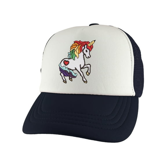 Gravity Threads Unicorn Youth Adjustable Trucker Hat - Navy/White