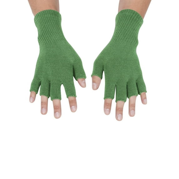 Gravity Threads Unisex Warm Half Finger Stretchy Knit Fingerless Gloves, Kelly Green