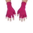 thumbnail image 1 of Gravity Threads Unisex Warm Half Finger Stretchy Knit Gloves, Hot Pink, 1 of 2