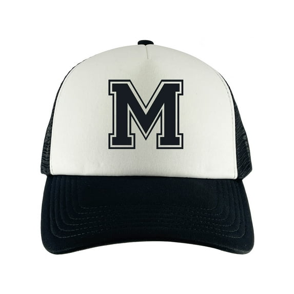 Gravity Threads Varsity Initial Youth Trucker Hats - Black/White - M