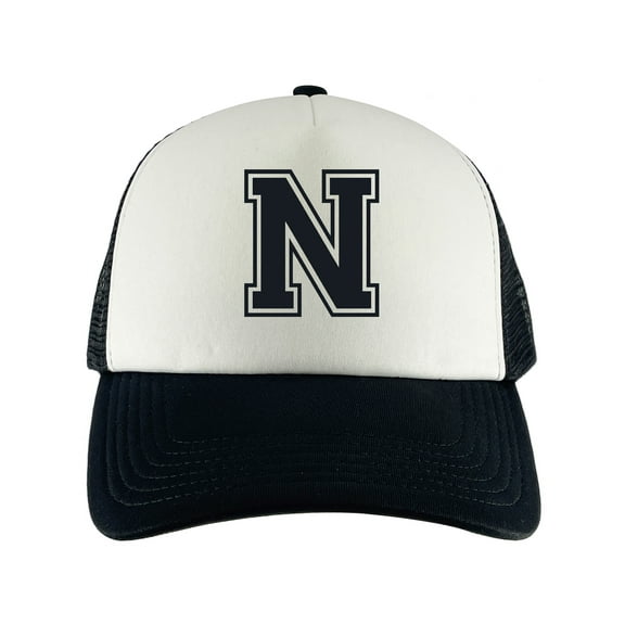 Gravity Threads Varsity Initial Youth Trucker Hats - Black/White - N