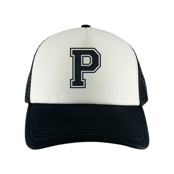 Gravity Threads Varsity Initial Youth Trucker Hats - Black/White - P