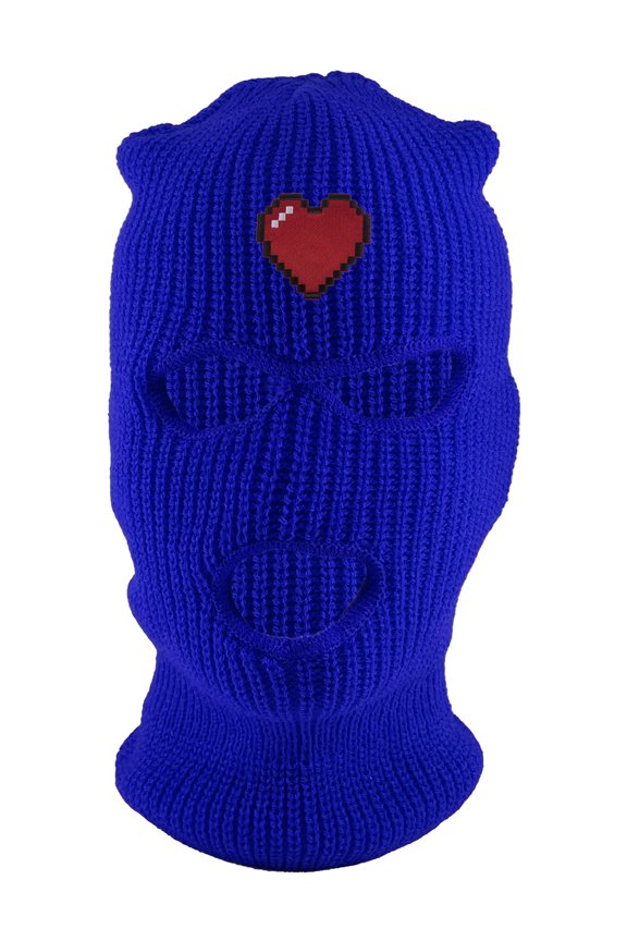 Video Game Heart 3-Hole Ski Mask - Royal
