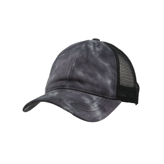 Gravity Threads Washed Distressed Ponytail Adjustable Baseball Cap - Black