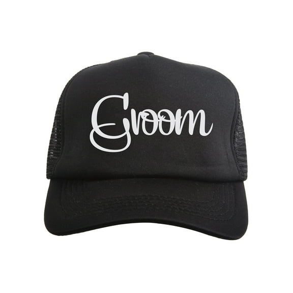 Gravity Threads Wedding Squad Adjustable Trucker Cap, Groom Hat - Black