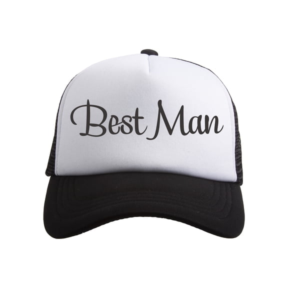 Gravity Threads Wedding Squad Adjustable Trucker Hat - Best Man - Black/White