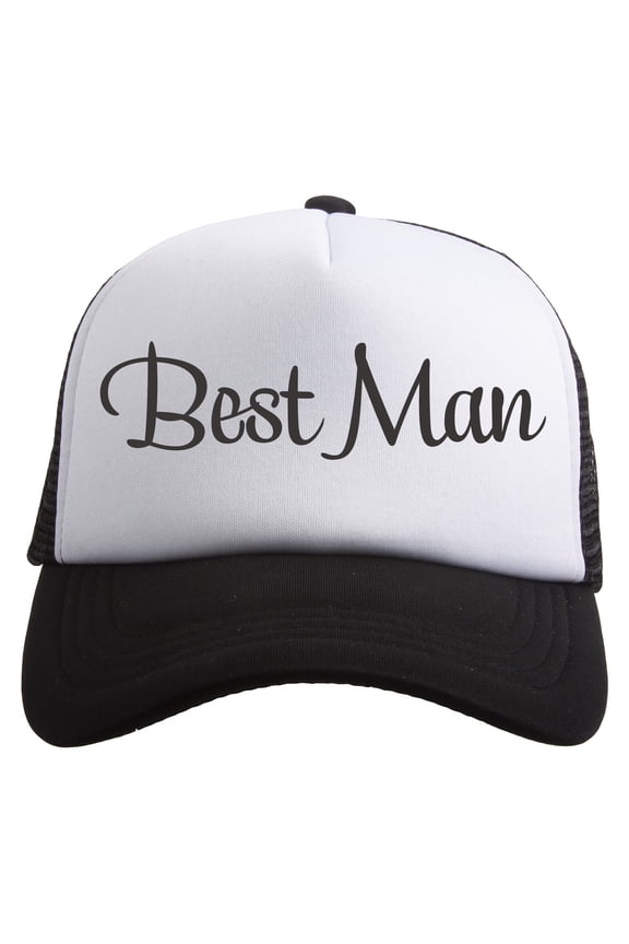 Wedding Squad Adjustable Trucker Hat - Best Man - Black/White