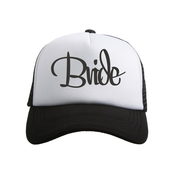 Gravity Threads Wedding Squad Adjustable Trucker Hat - Bride - Black/White