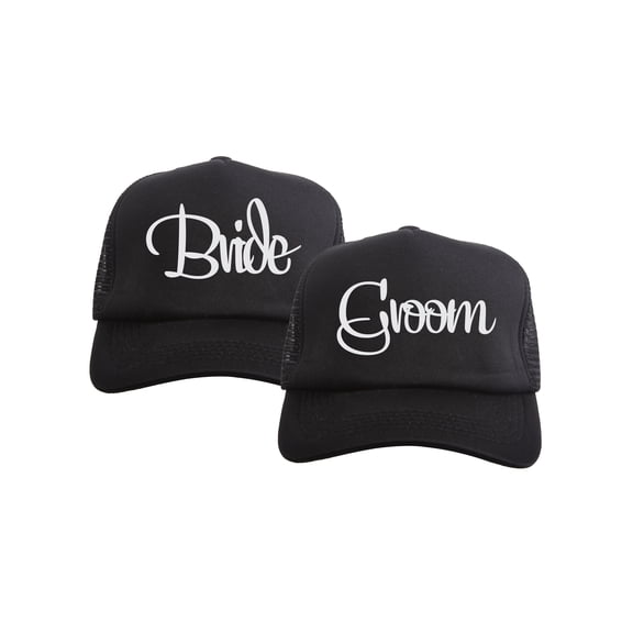 Gravity Threads Wedding Squad Trucker Hat - Bundle - Bride/Groom - Black