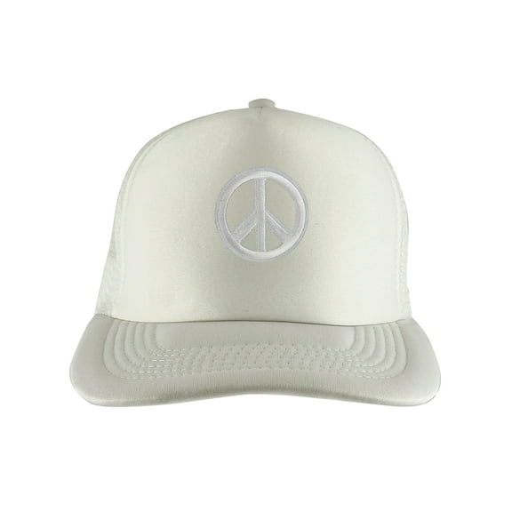 Gravity Threads White Peace Sign Adjustable Trucker Hat - White
