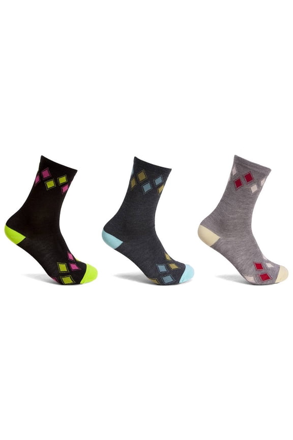 Women's Chic Unique Assortment Socks 6 Pack, Argyle Dark