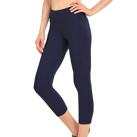 Gravity Threads Womens Cotton Capri Leggings - Navy - Medium