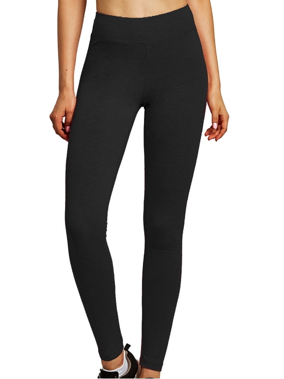 Womens Cotton Leggings - Black - Medium