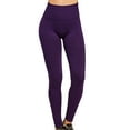 thumbnail image 1 of Gravity Threads Womens High Waist Fleece Extra-Wide Band Leggings - Deep Purple, 1 of 1