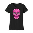 thumbnail image 1 of Gravity Threads Womens Pink Sugar Skull Short-Sleeve T-Shirt - Black - 2X-Large, 1 of 1